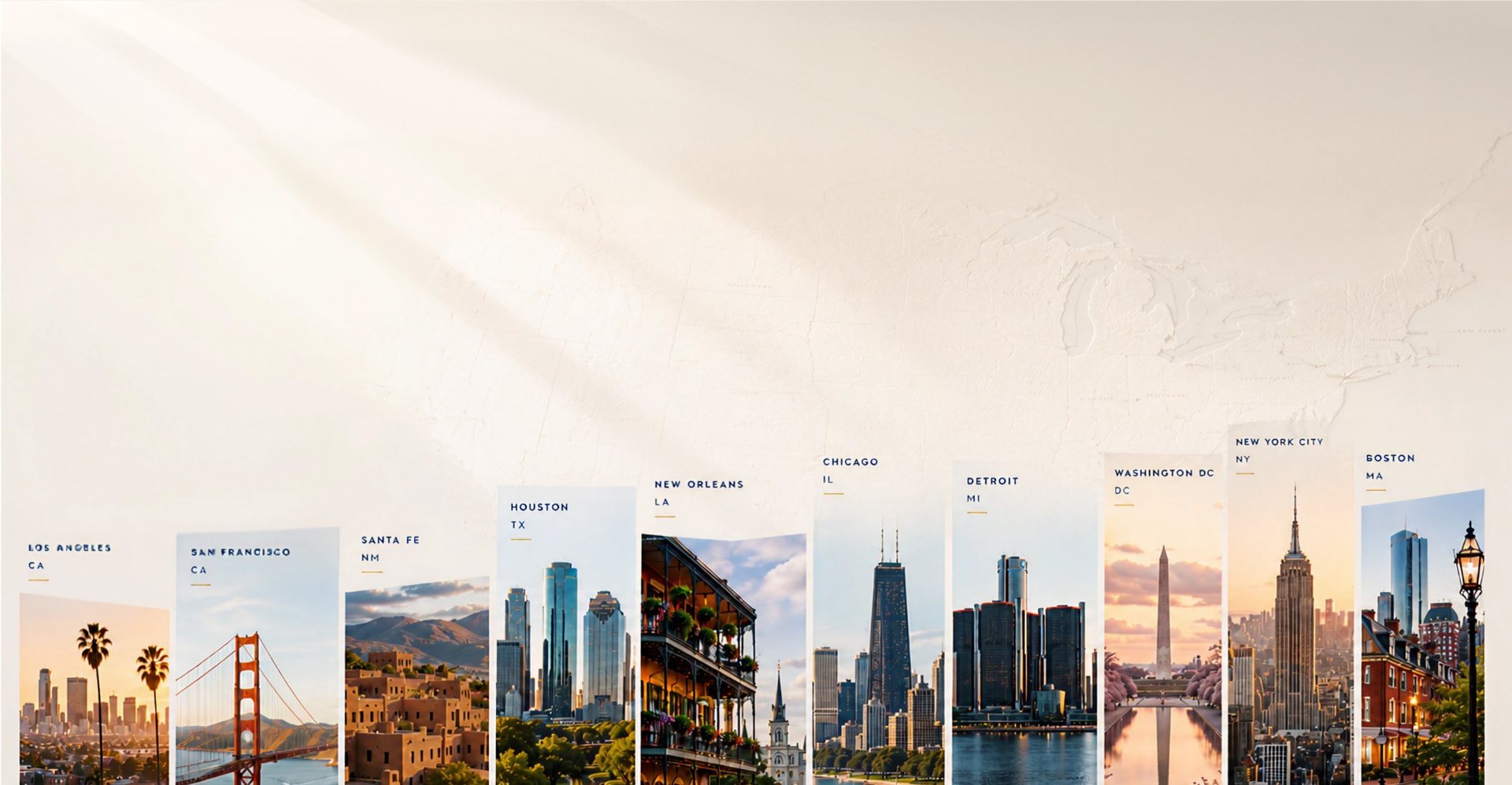 Ten American cities skyline montage
